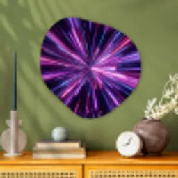 Lichtsnelheid - Ruimte - Roze - Paars Wandcirkel Organisch Aluminium middel -sfeer2