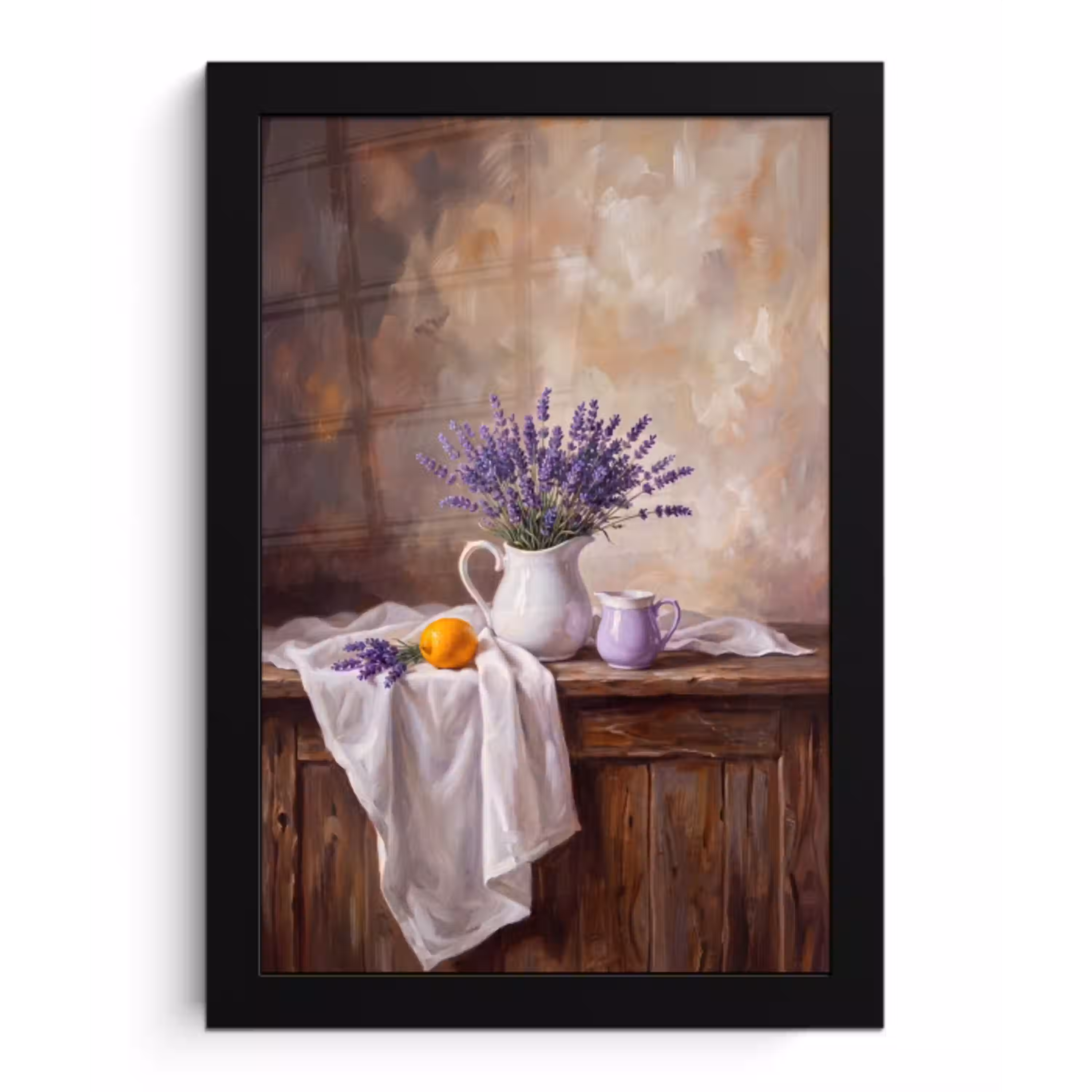 Bloemen - Stilleven - Paars fotolijst zwart zonder passe partout klein -3d