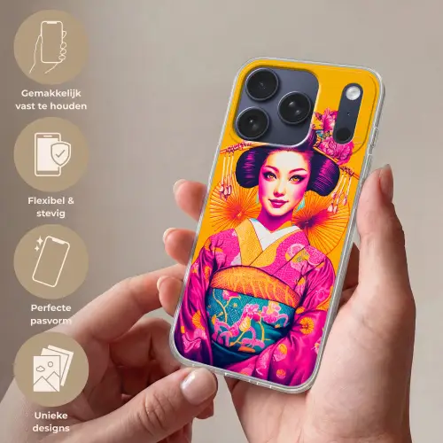 Bloemen - Vrouw - Kimono - Roze Telefoonhoesje iPhone 17 Pro klein -sfeer3_NL