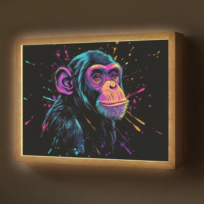 Aap - Verf - Neon - Kleur Light Box met batterij (Wandlamp) middel -z3d_website