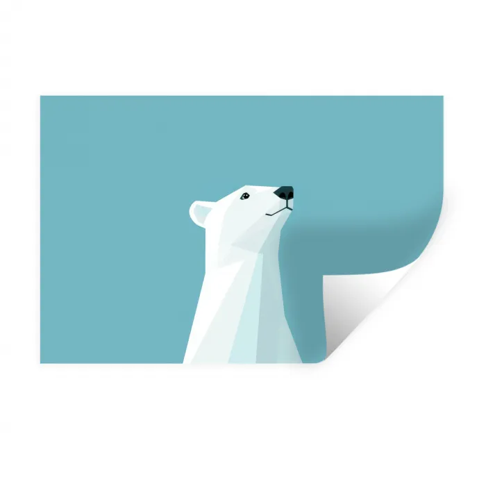 Ijsbeer - Lichtblauw - Minimalistisch Muursticker klein -3d