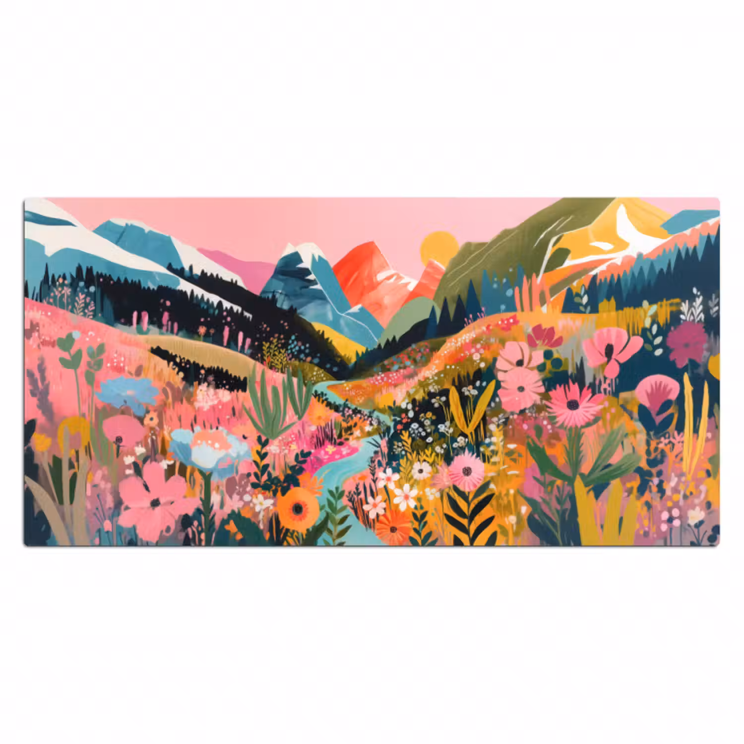 Schreibtischunterlage - Fluss - Tiefe - Blumen