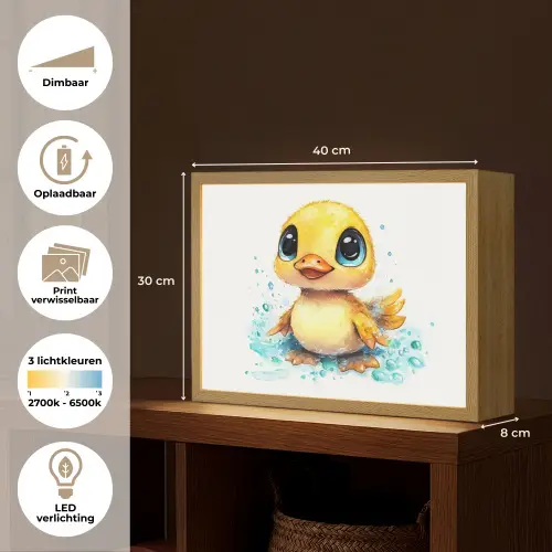 Eendje - Badeend - Geel Light Box met batterij (Wandlamp kind) middel -USP_websiteoverzichtNL