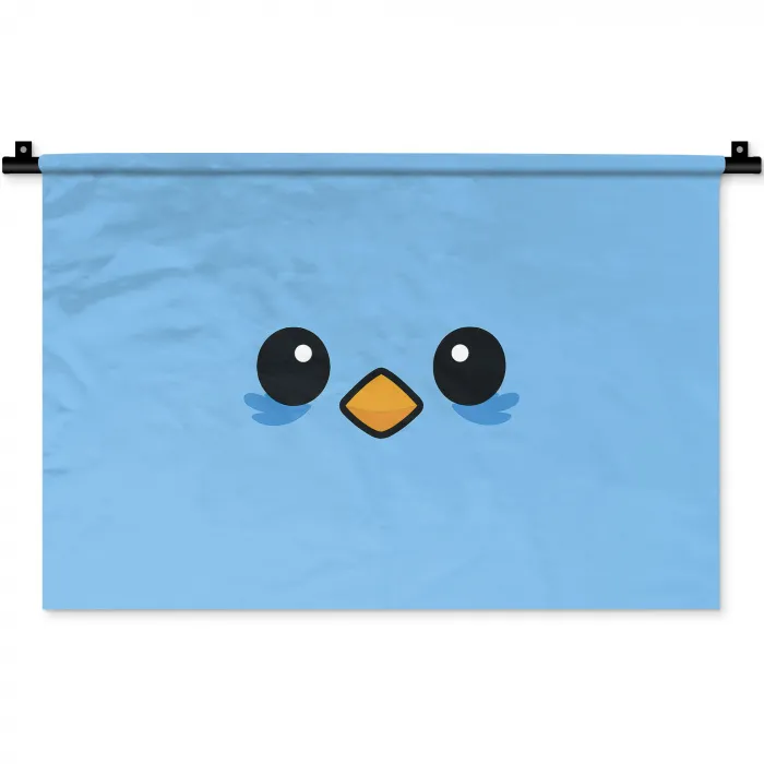 Vogel - Blauw - Eenvoudig Wandkleed katoen klein -zz3d