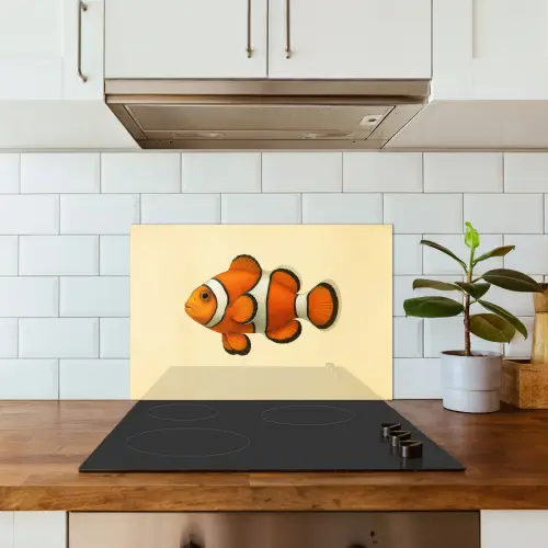 Vis - Oranje - Strepen keuken achterwand spatscherm klein -sfeer2