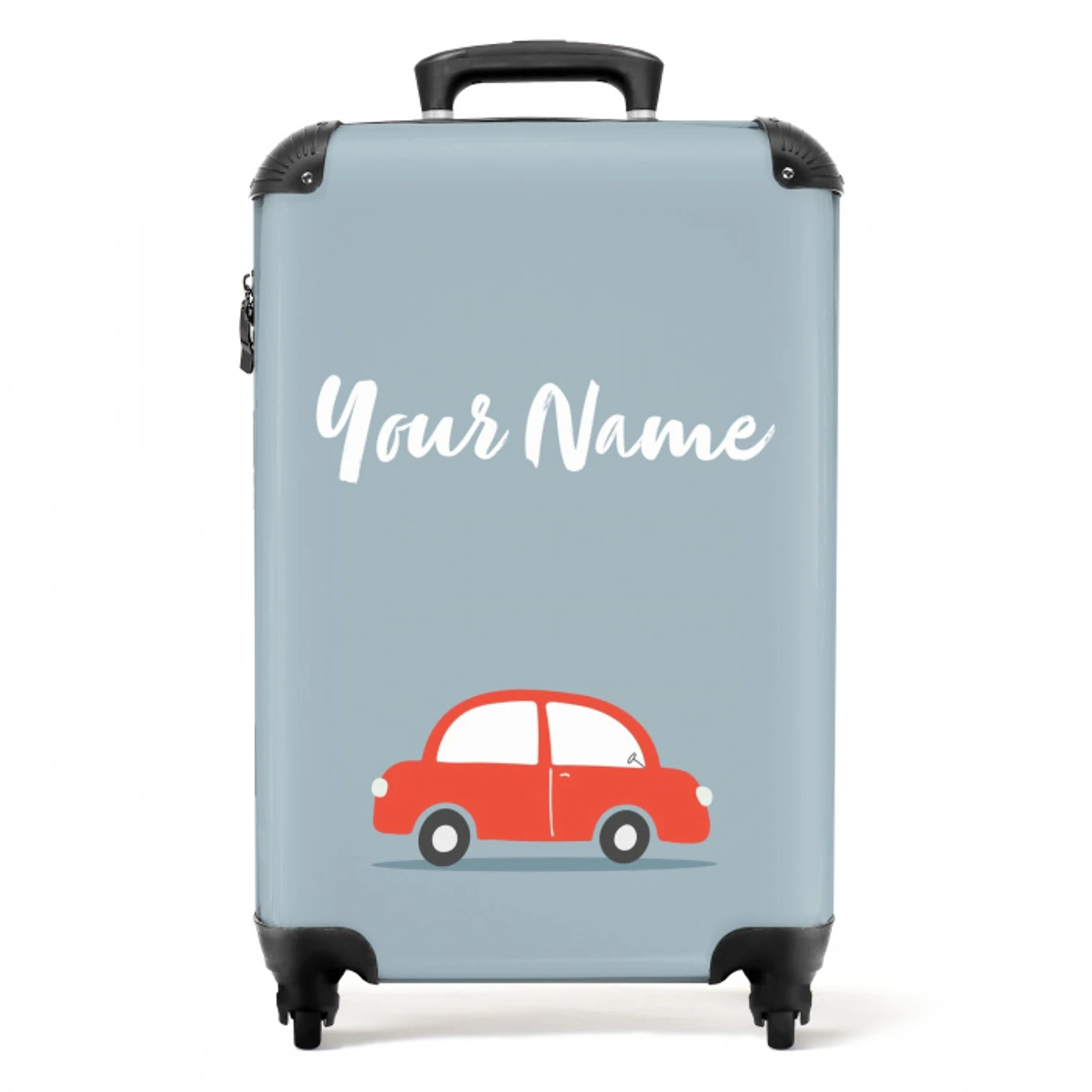 Rode auto blauwe achtergrond NBS - Handbagage koffer - Kinderen Unisex middel -productfoto_recht