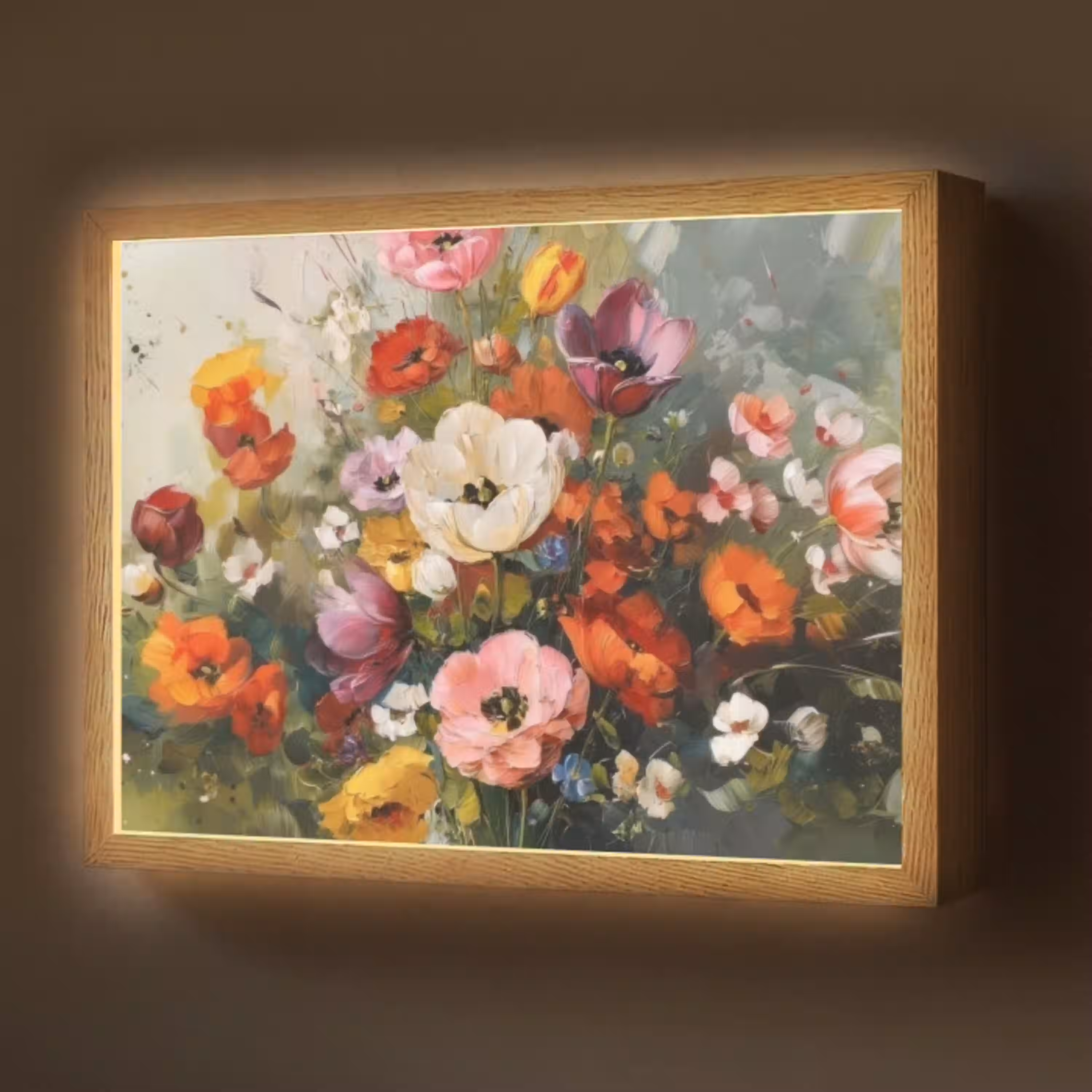 Vrolijk boeket - Dynamisch - Subtiele kleurspatten Light Box met batterij (Wandlamp) middel -z3d_website