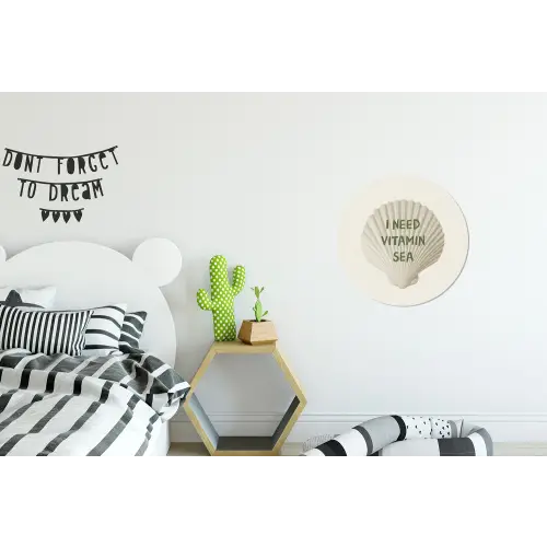 Schelp - Quote - Groen Wandcirkel aluminium klein -kinderkamer