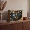 Vrouw - Goud - Natuur - Portret - Modern Light Box met batterij (Wandlamp) middel -sfeer2