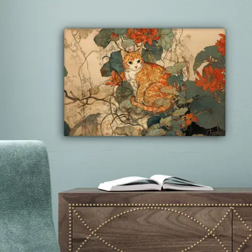 Kat - Sierlijk - Bloemen canvas 2cm klein -sfeer4