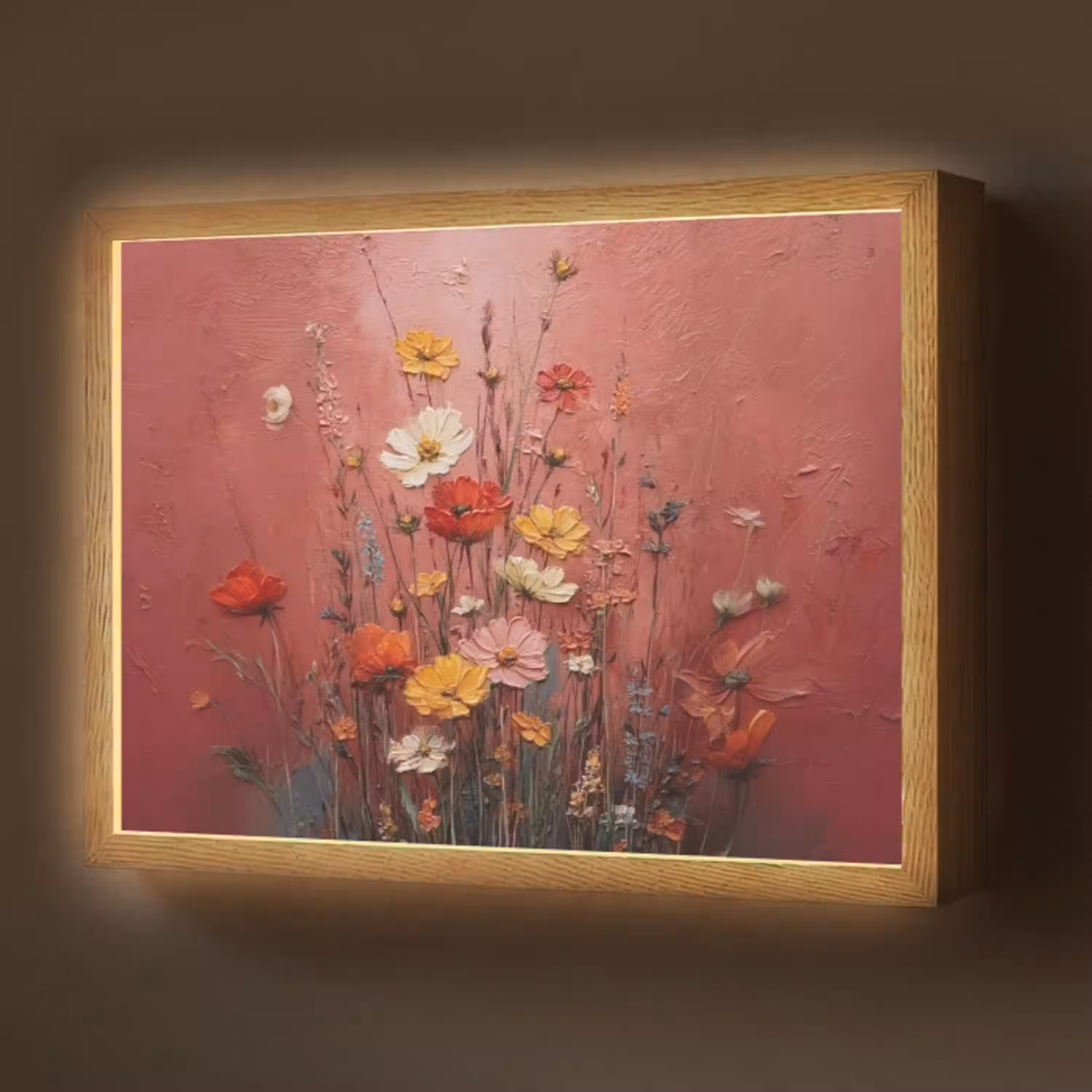 Bloemenboeket - Diepte - Tastbare textuur Light Box met batterij (Wandlamp) middel -z3d_website