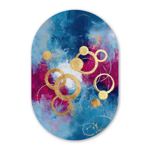 Cirkels - Goud - Abstract Wandcirkel Ovaal Forex klein -3d
