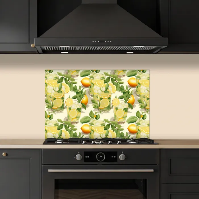 Citroen - Drankje - Glas - Munt keuken achterwand spatscherm klein 900 -sfeer1