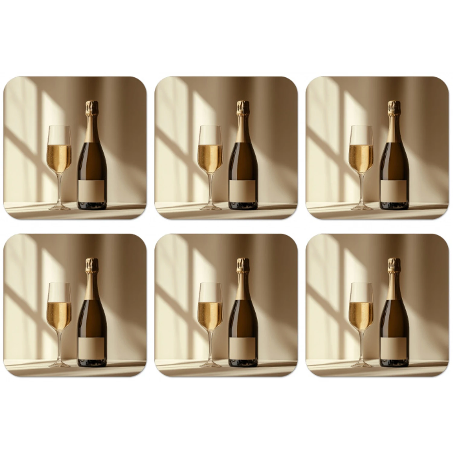 Champagne - Beige - Schaduw - Bubbels onderzetter kurk middel -zkaufland3dotto