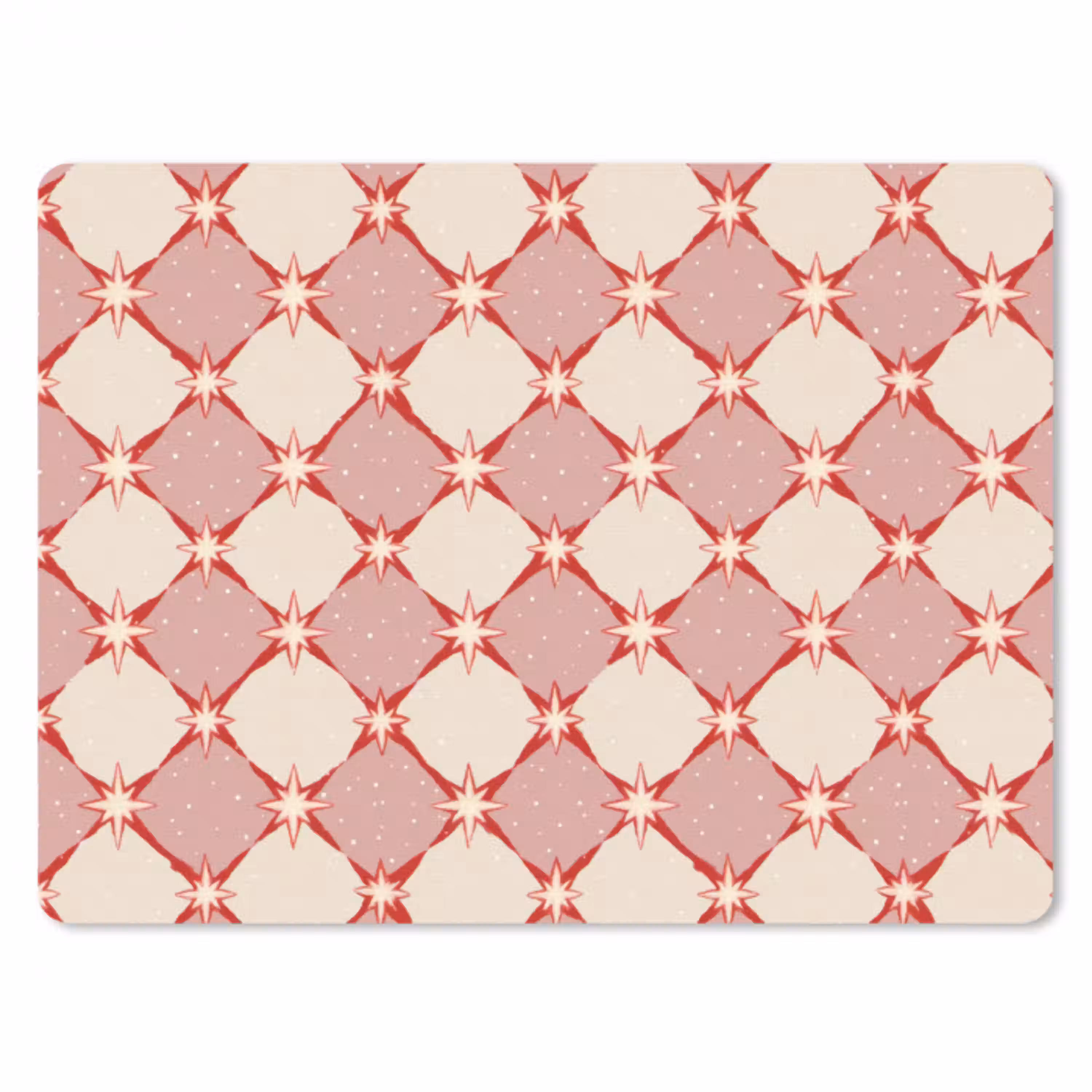 Ruiten - Sterren - Vintage - Oudroze - Rood muismat rubber klein 262 -3d