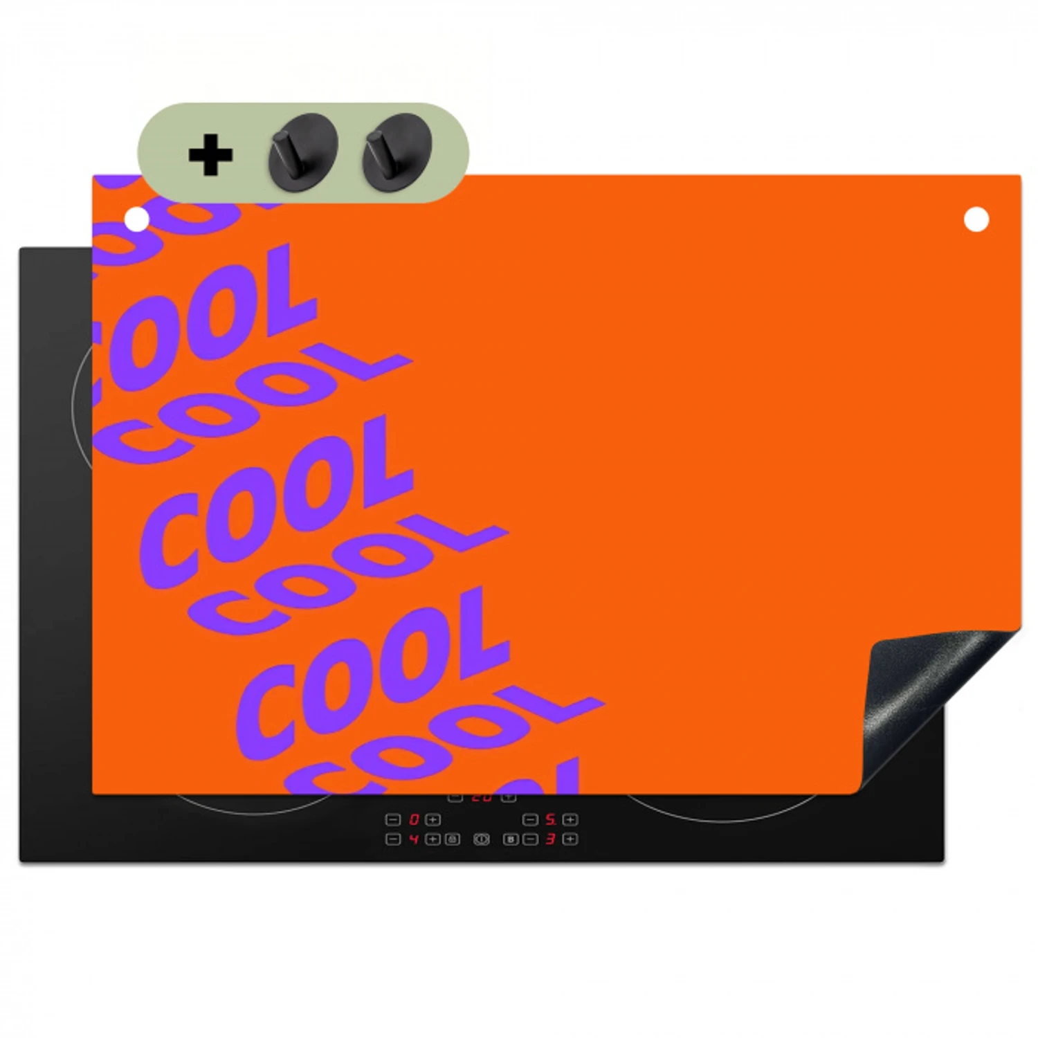 Cool - Paars - Oranje Inductie beschemer met haakjes klein -3d