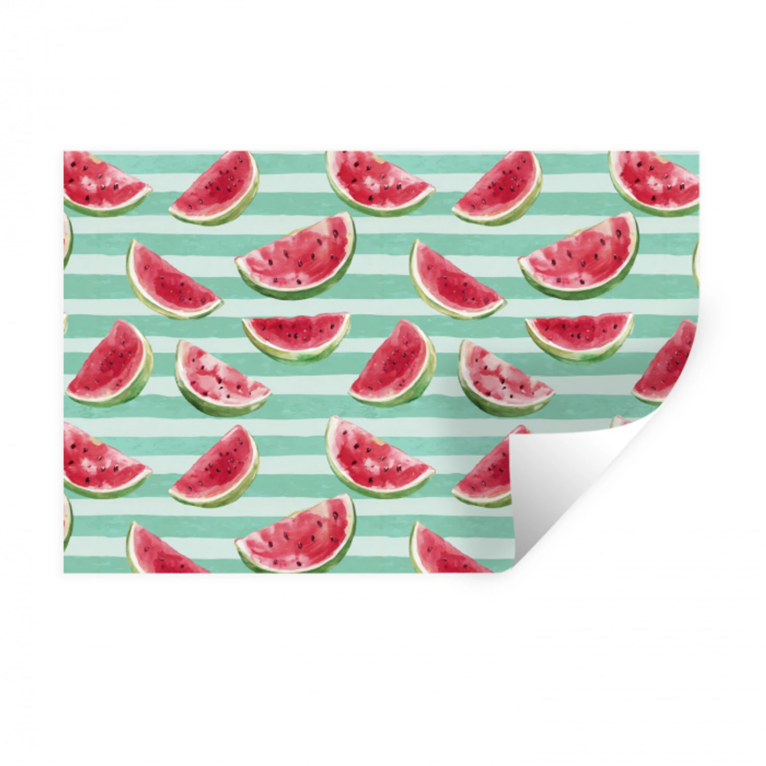 Watermeloen - Strepen - Groen Muursticker klein 286 -3d