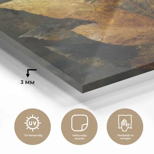 Gouden Bladcompositie – Botanische Luxe plexiglas 5mm klein -sfeer2