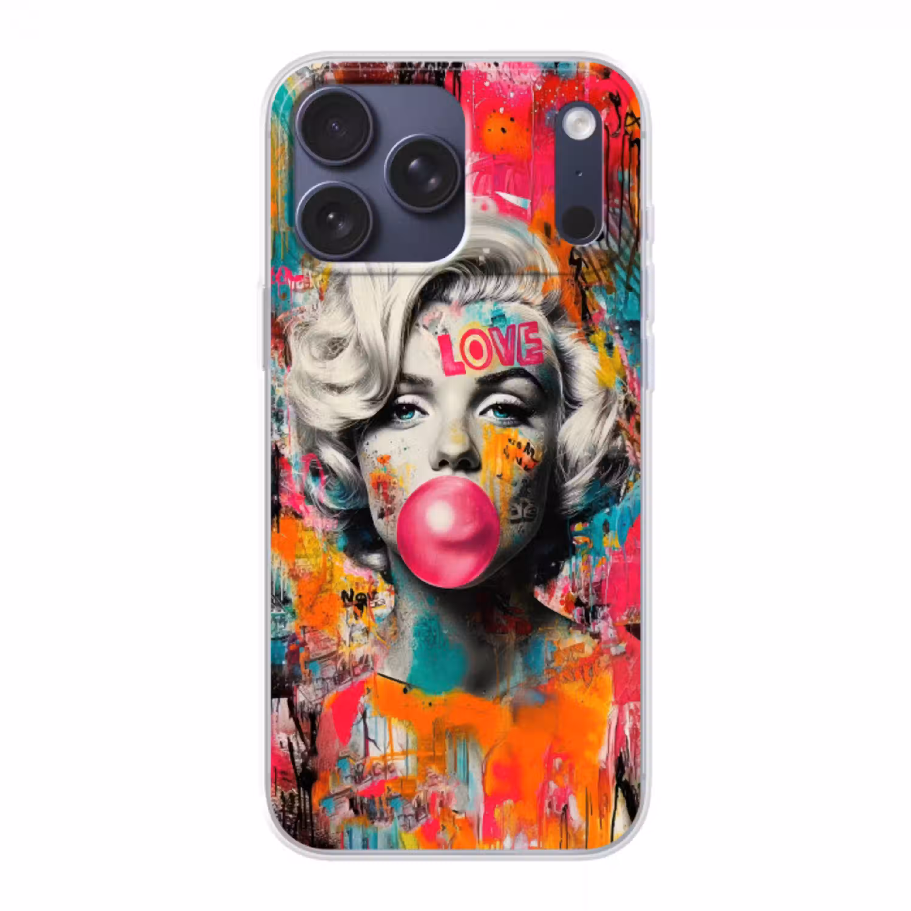 Vrouw - Kauwgom - Graffiti - Neonkleuren Telefoonhoesje iPhone 17 Pro Max klein -3d
