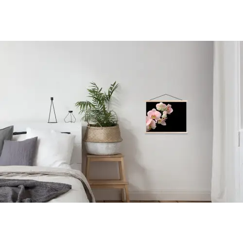 Orchidee - Bloemen - Roze - Stilleven - Flora textielposter latten blank klein -woonkamer