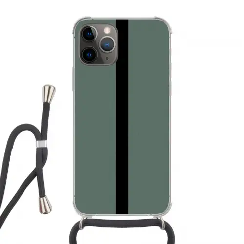 Groen - Zwart - Streep - Minimalistisch Hoesje iPhone 12 Pro met koord klein -3d