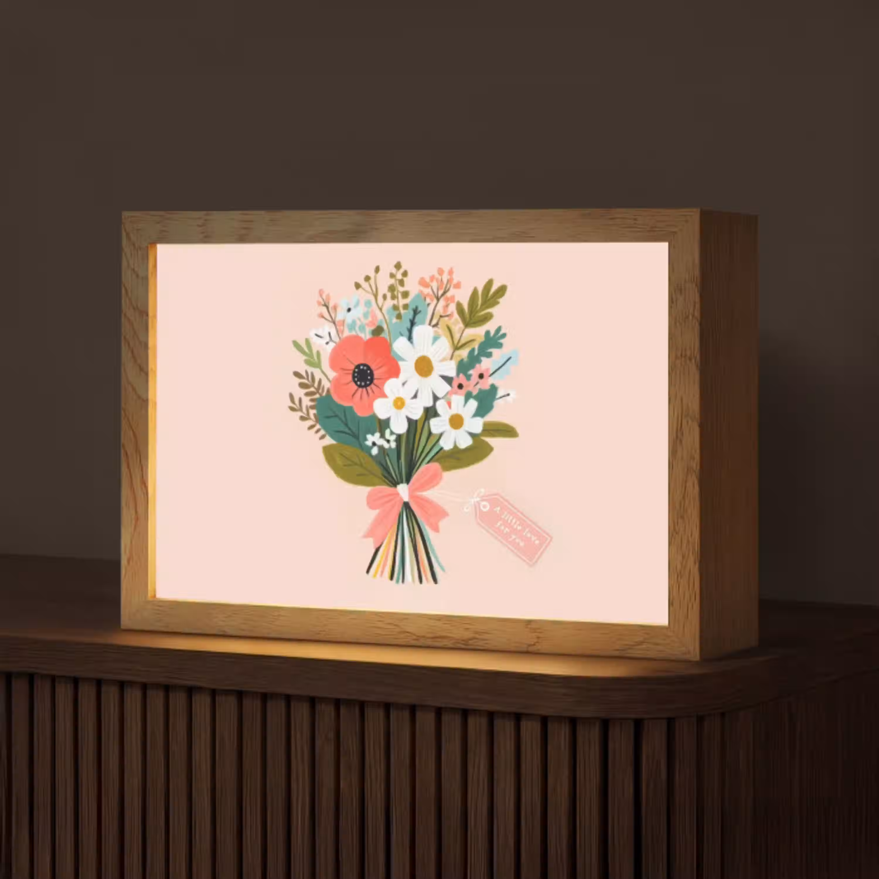 Boeket - Strikje - Kaartje - Quote Light Box met kabel (Tafellamp) klein -z3d_website
