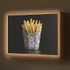 Friet - Porselein - Delfts blauw - Eten Light Box met batterij (Wandlamp) middel -z3d_website