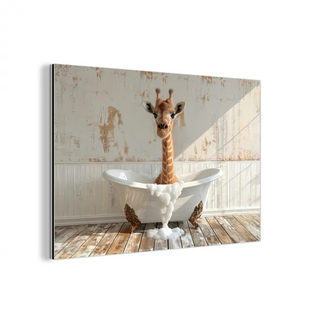 Giraf - Badkuip - Vintage - Dieren aluminium wit klein -3d