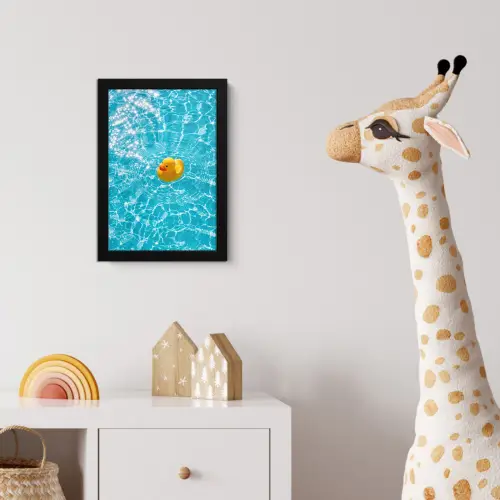 Badeend - Dobberen - Blauw fotolijst zwart zonder passe partout klein -usfeer4_kinderkamer