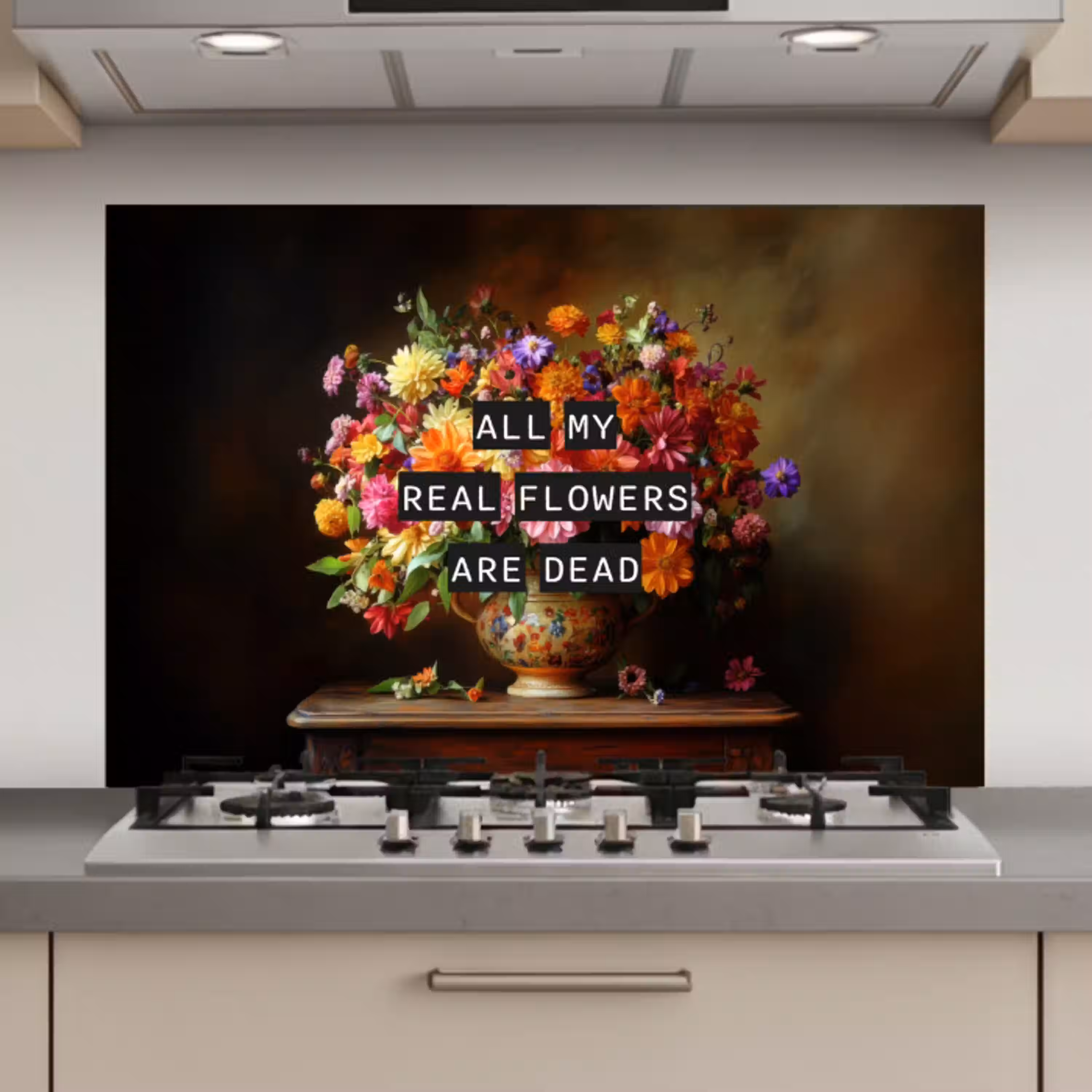 Kleur - Bloemen - Vintage - Bloemenvaas keuken achterwand spatscherm klein -3d_website
