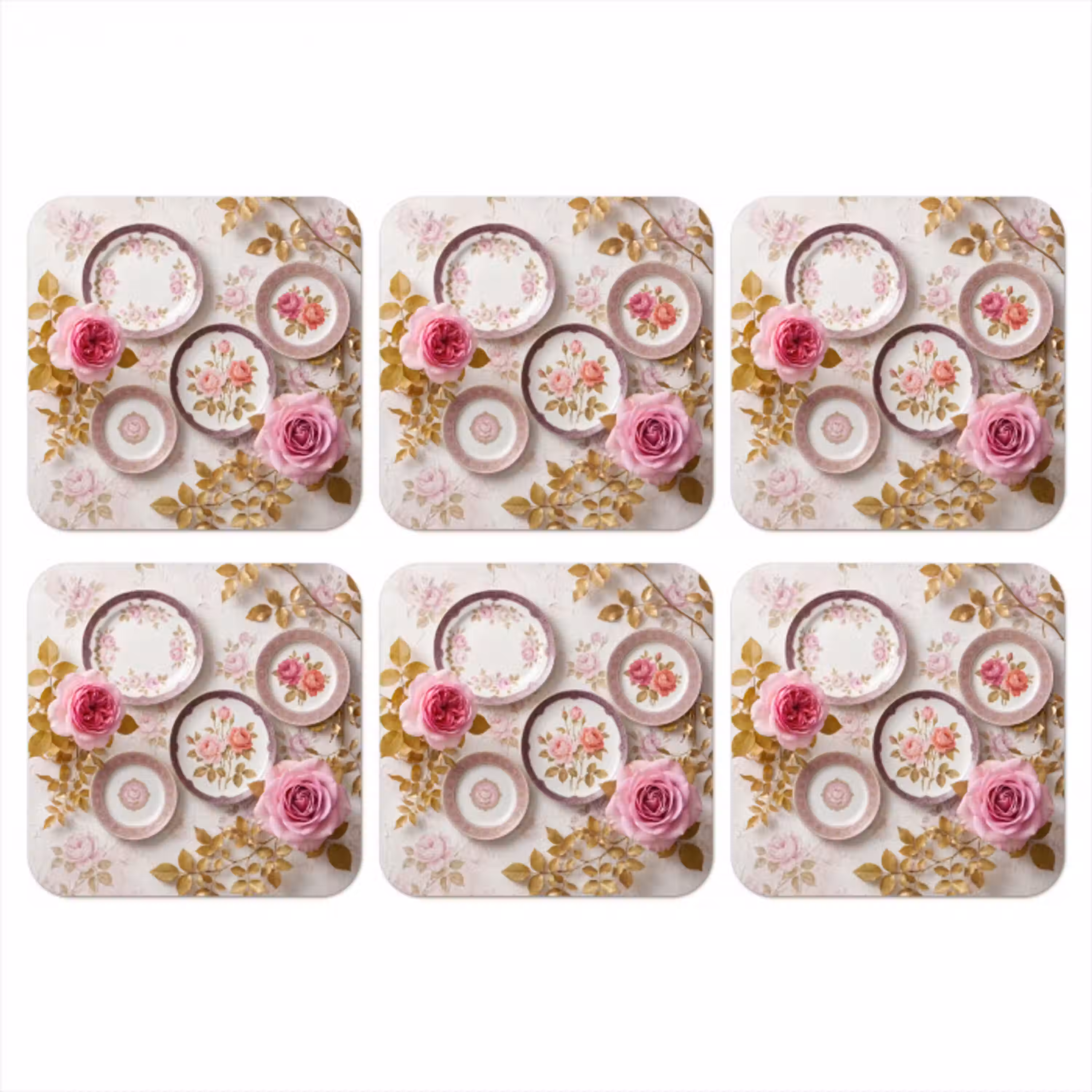Bloemen - Patroon - Vintage - Roze - Decoratie onderzetter kurk middel -3d