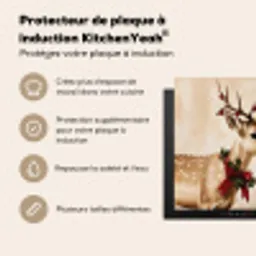 Gewei - Kerst - Rendier - Rood Inductie beschermer vinyl 3mm middel -usfeer2_FR