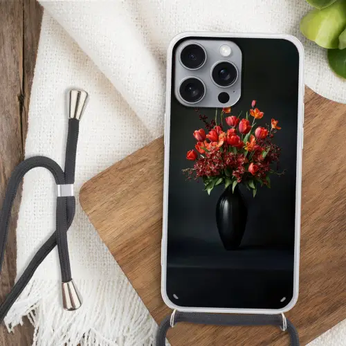 Boeket - Tulpen - Vaas - Rood Hoesje iPhone 16 Pro Max met koord klein -sfeer4