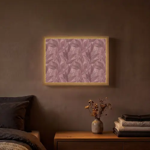 Bladeren - Patroon - Paars Light Box met batterij (Wandlamp) middel 907 -sfeer4