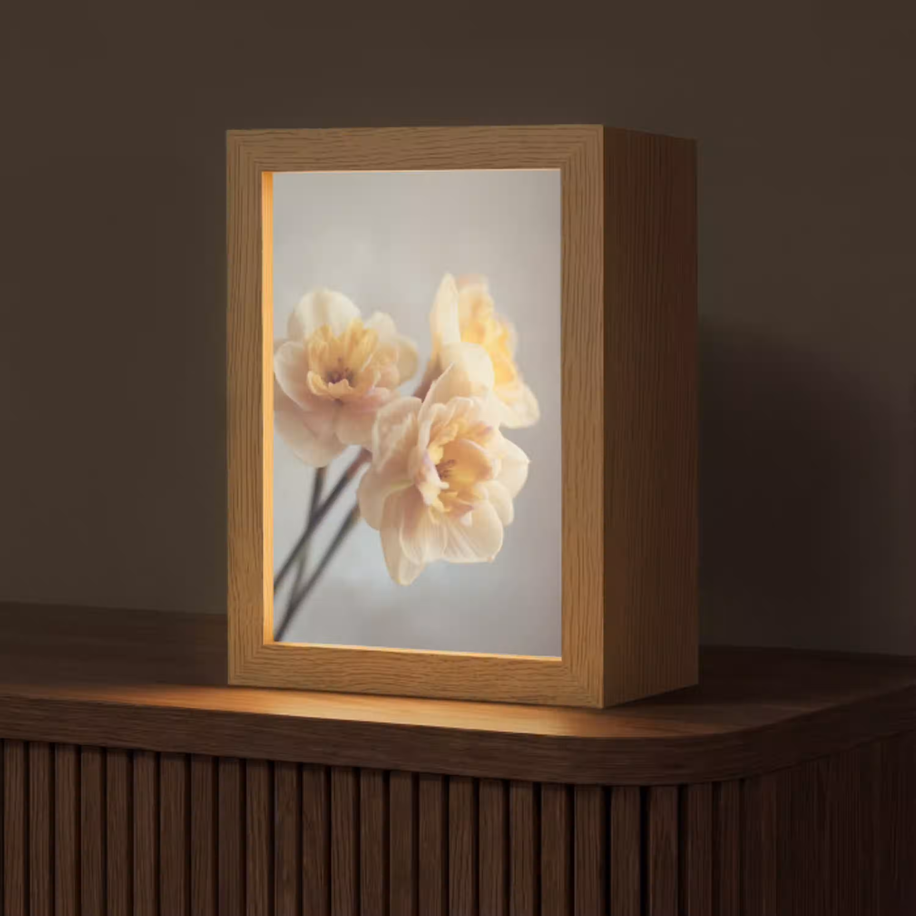 Narcissen - Geel - Bloemblaadjes Light Box met kabel (Tafellamp) klein -z3d_website