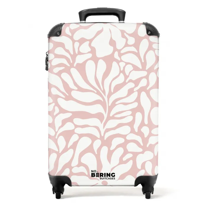 Abstract - Roze/Wit Bloemenpatroon NBS - Handbagage koffer - Kinderen Unisex middel -productfoto_recht
