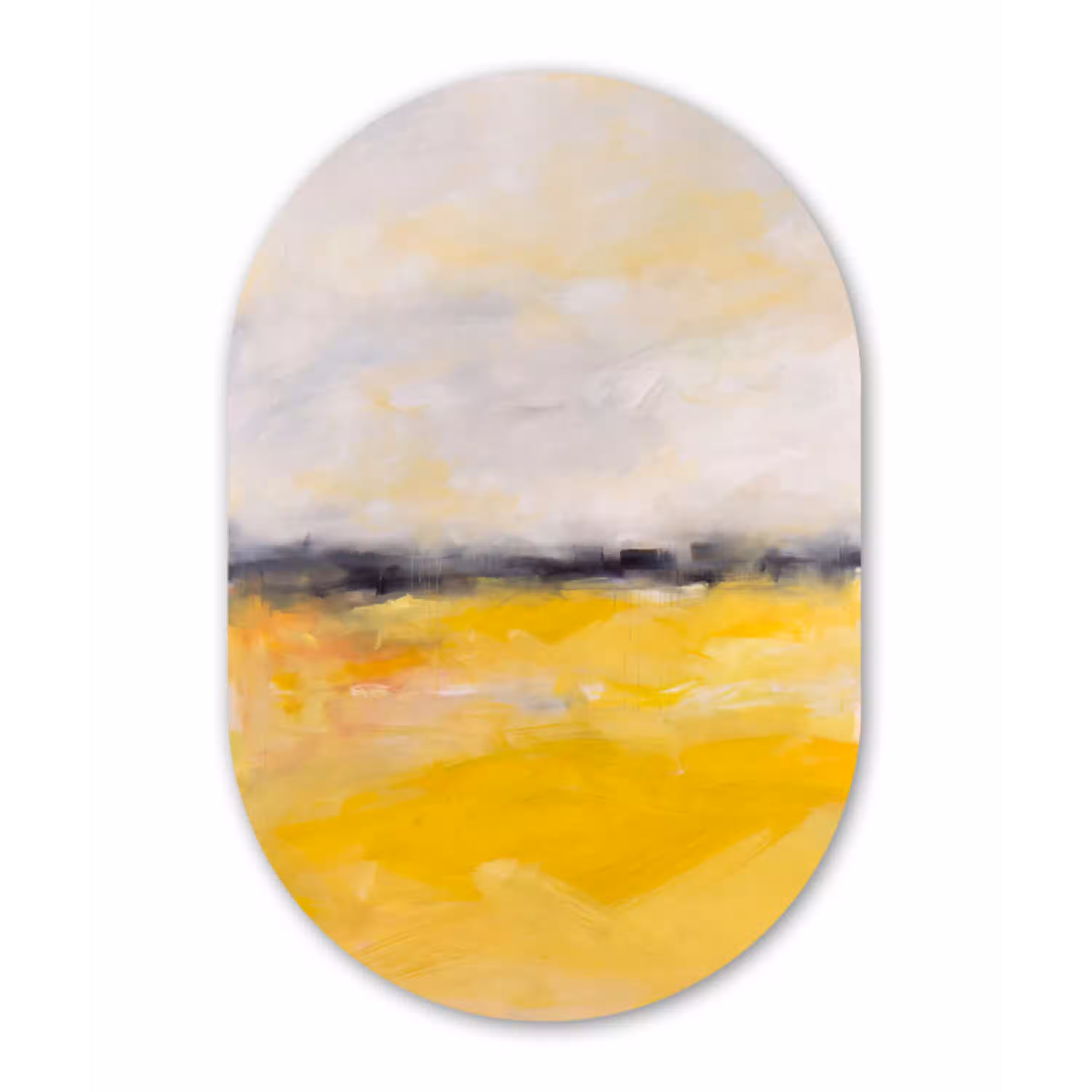 Abstract - Landschap - Modern - Geel Wandcirkel Ovaal Aluminium middel -3d