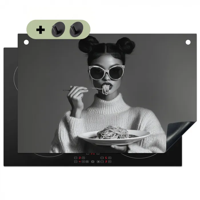 Vrouw - Pasta - Zonnebril Inductie beschemer met haakjes klein -3d