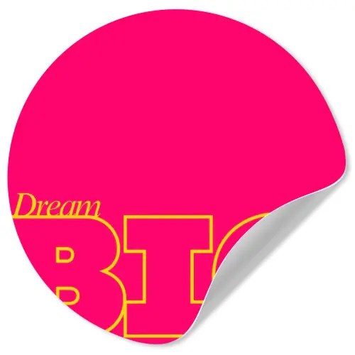 Minimalistisch - Roze - Dream big - Grafisch Wandcirkel behangsticker klein -3d