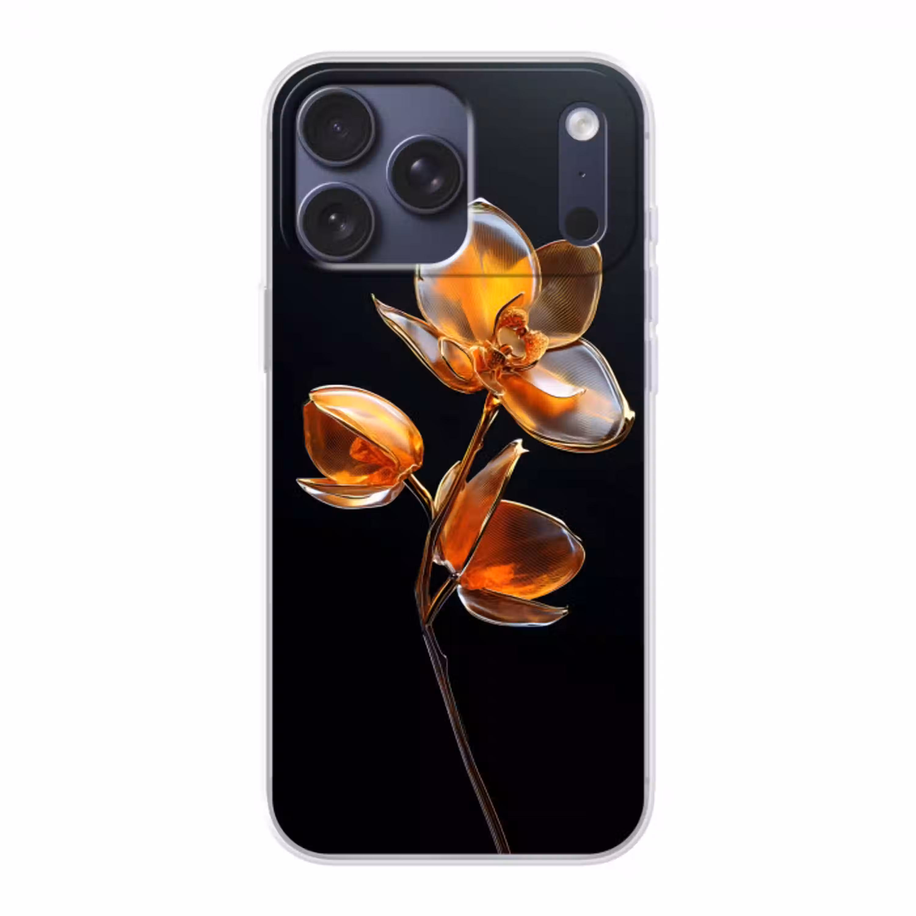 Bloem - Orchidee - Oranje Telefoonhoesje iPhone 17 Pro Max klein -3d