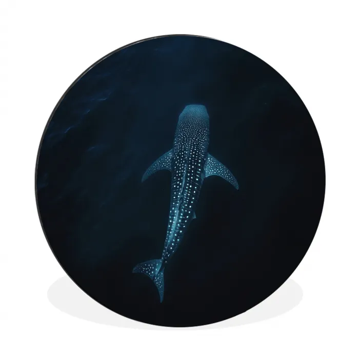 Oceaan - Walvishaai - Donkerblauw - Vlekken Wandcirkel aluminium klein -3d