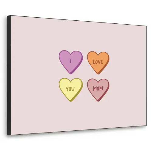 Hartjes - Pastel - Liefde - Moeder Textielframe zwart klein -3d