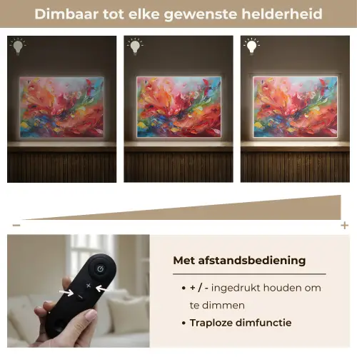 Olieverf - Kunst - Abstract - Kleurrijk Light Box met batterij (Wandlamp) middel -USP_dimbaarNL