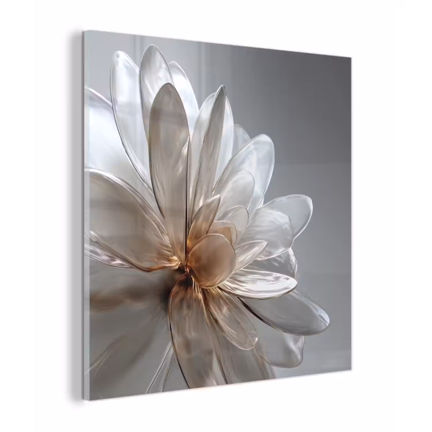 Glas schilderij - Bloem - Wit - Neutraal