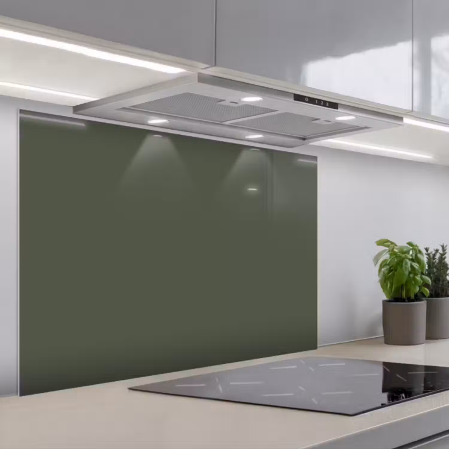 Spatscherm keuken - Groen - Effen kleur - Olijfgroen