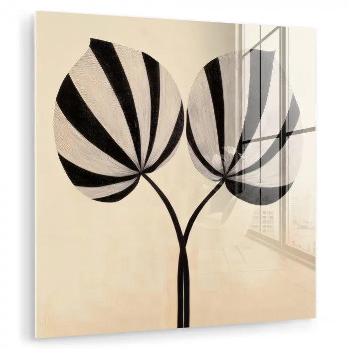 Bladeren - Gestreept - Stengel - Beige plexiglas 5mm klein -zzzproduct_nieuw