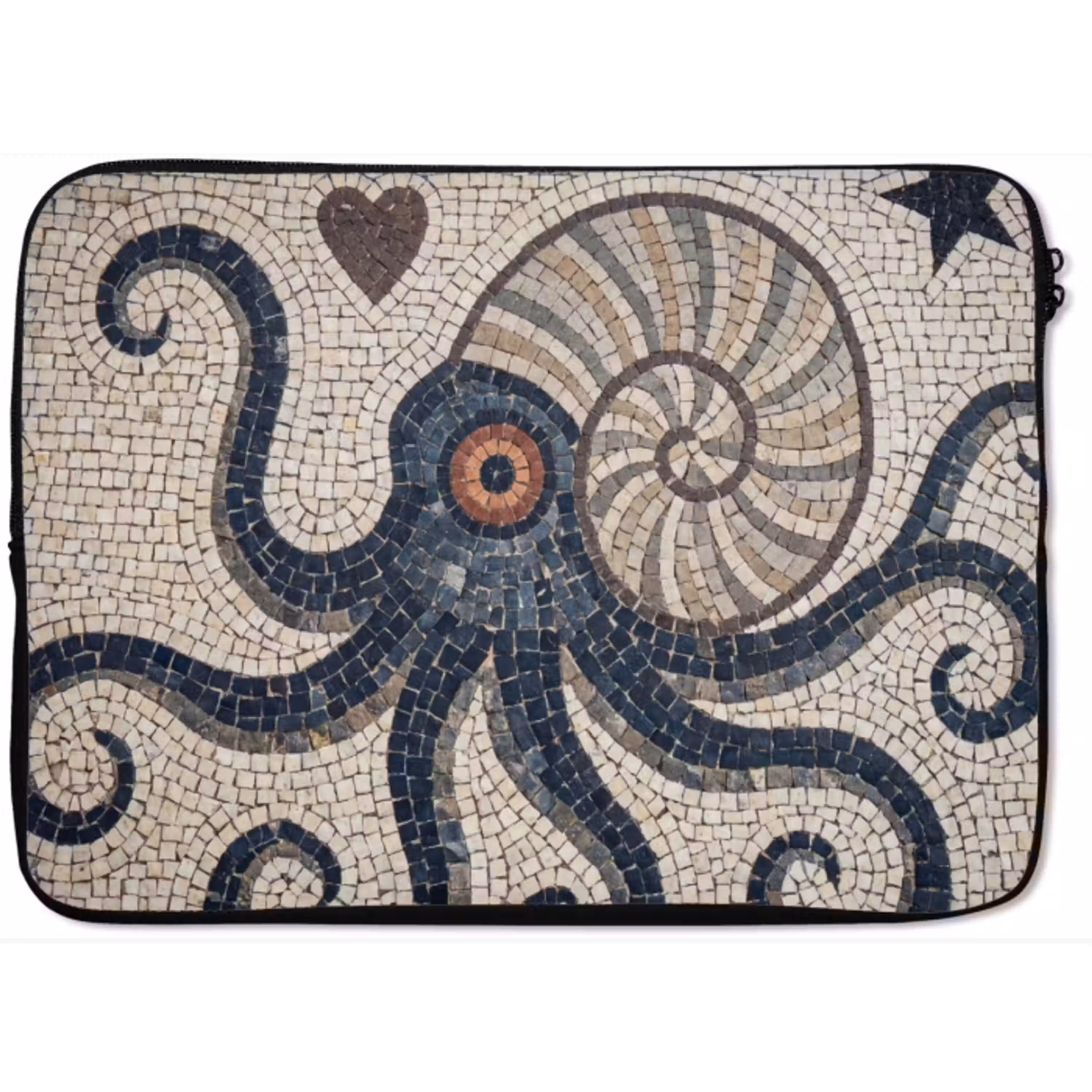 Zeeleven - Mozaïek - Kunst - Vintage - Beige laptophoes neopreen klein -zkaufland3dotto