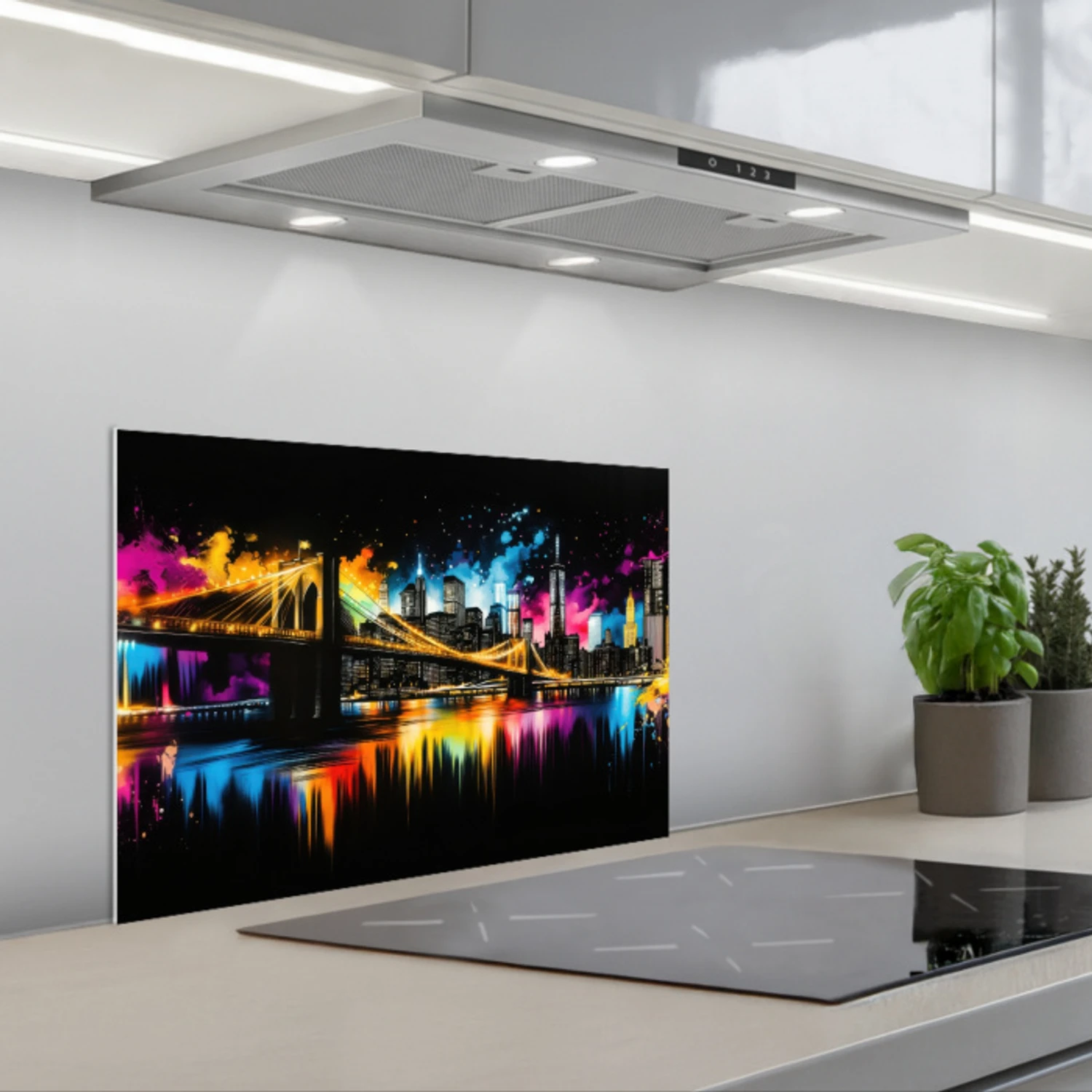 Skyline - Brug - Verlichting - Kleuren keuken achterwand spatscherm klein -3d_schuin