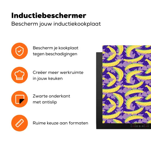 Bananen - Bladeren - Paars Inductie beschermer vinyl 3mm klein 276 -zzzzzzz-td-ups