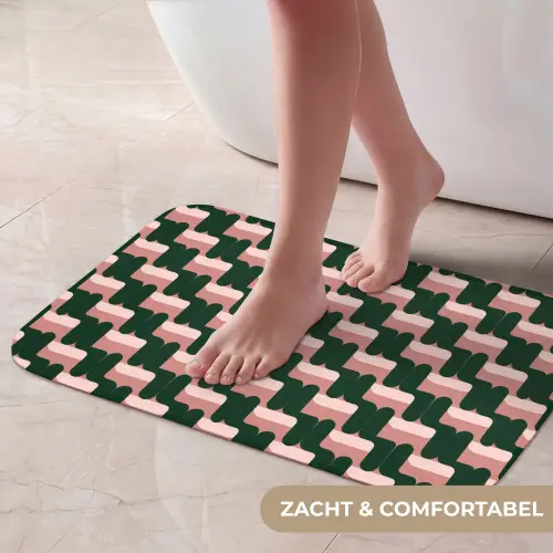 Vlechtpatroon - Groen - Roze - Geometrisch Badmat klein 997 -USP_ZachtNL